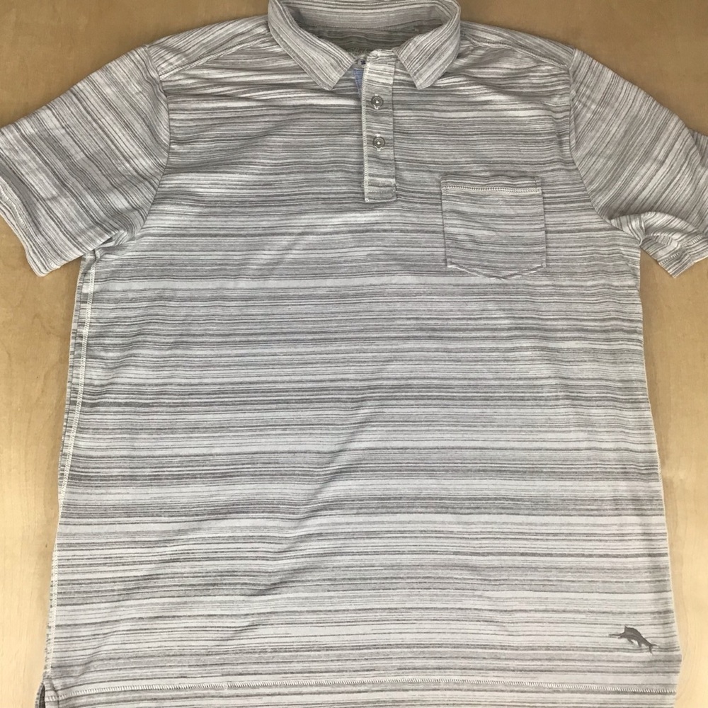 Tommy Bahama Island Zone Mens Medium Polo Shirt Gray